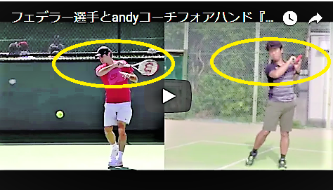 フェデラー選手のフォアハンドとandyコーチのフォアハンド比較動画 Andytennis